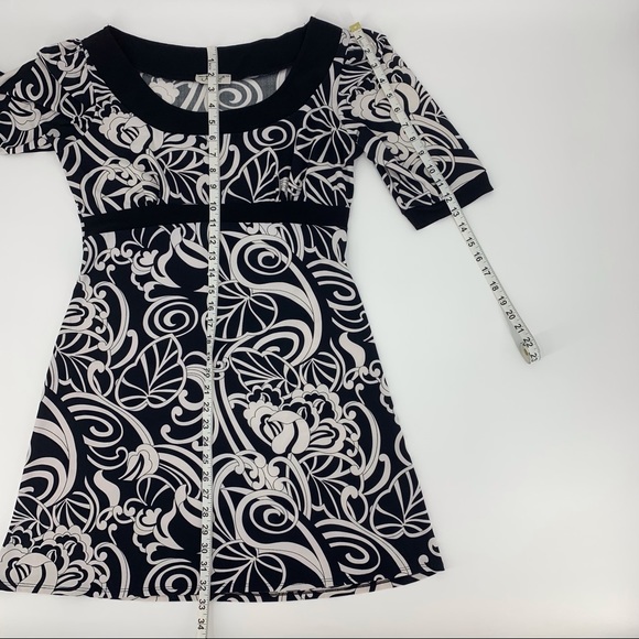 Jessica Petite Black and White Paisley Empire Waist A-Line Dress, 12P - Picture 14 of 16